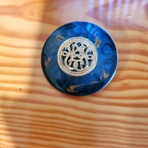 Vintage Black, Teal and Gold Brooch